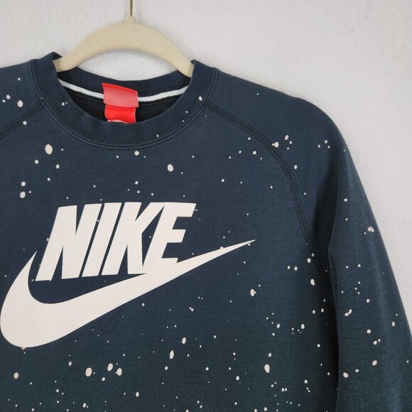 Nike Sweater Womens Medium Black Splatter Crew Neck Pullover Sweatshirt Swoosh - Picture 2 of 9